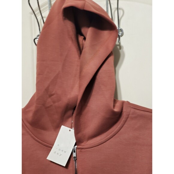 A New Day Women's Double Knit Zip Hoodie Sweatshirt Rust SIZE MEDIUM - NEW W/TAG - Picture 2 of 8